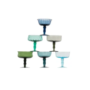 Bitossi Home Set 6 Coppette Forme Assortite - Texture Nuance Blu/Verde- Piatti E Coppe